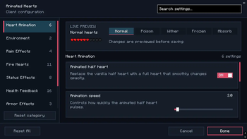 configuration menu