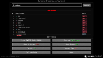 Tiertagger menu when searching up someones user