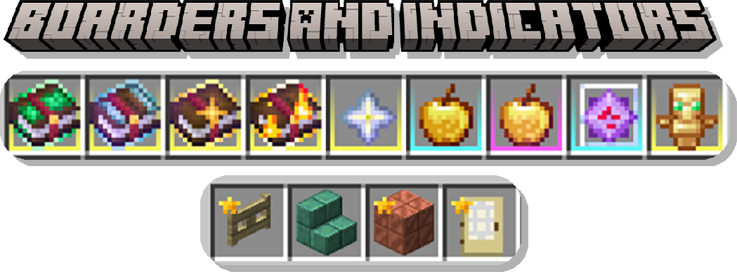 This is an image of the boards that are added on to blocks and items of certain rarities and indicators of new items in your inventory