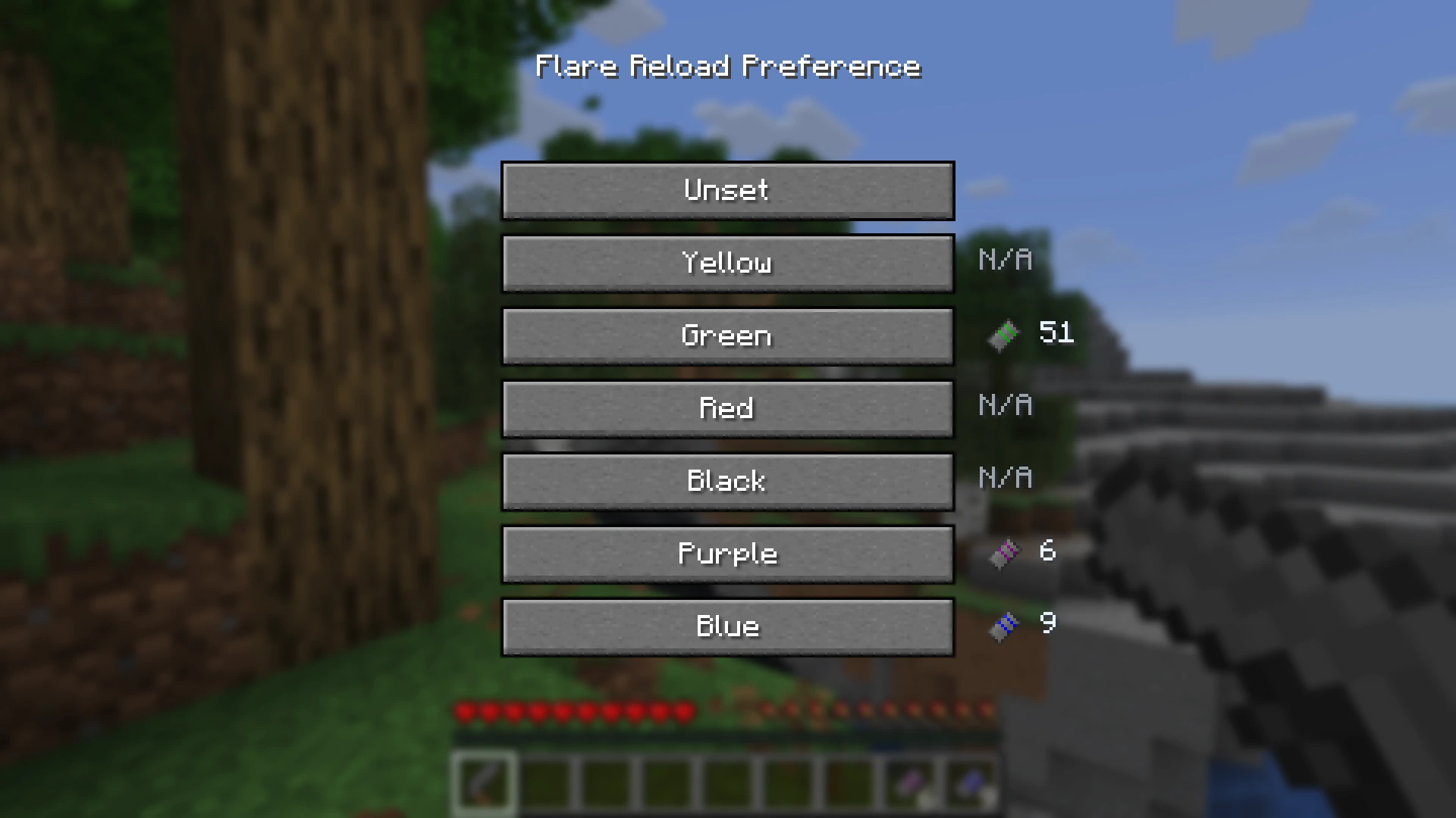 Reload Preference Selection Menu