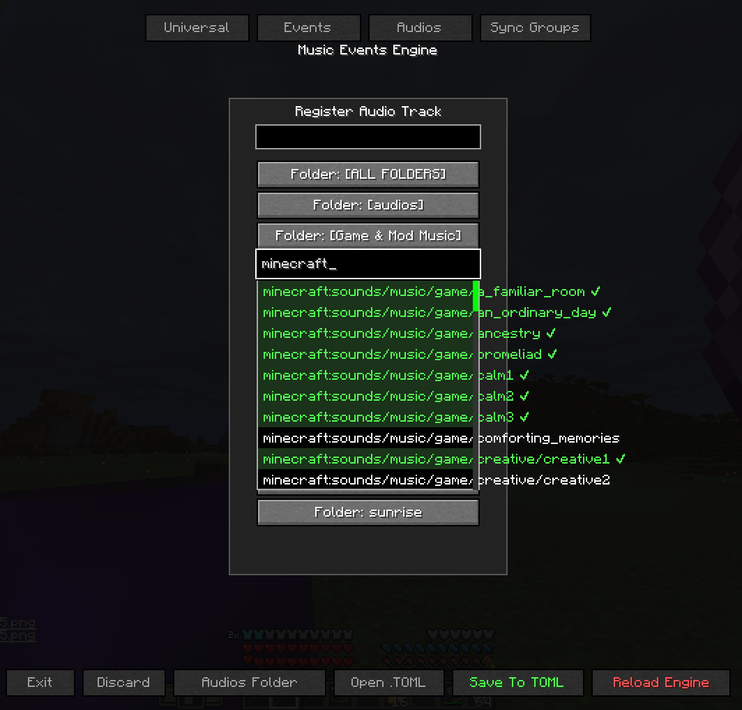 Register Audio Panel.