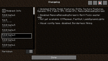 Changelogs Screen