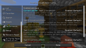 REI No Partial Recipes Settings