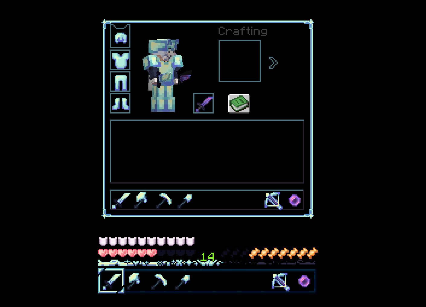 A screenshot of a minecraft inventory and hotbar.