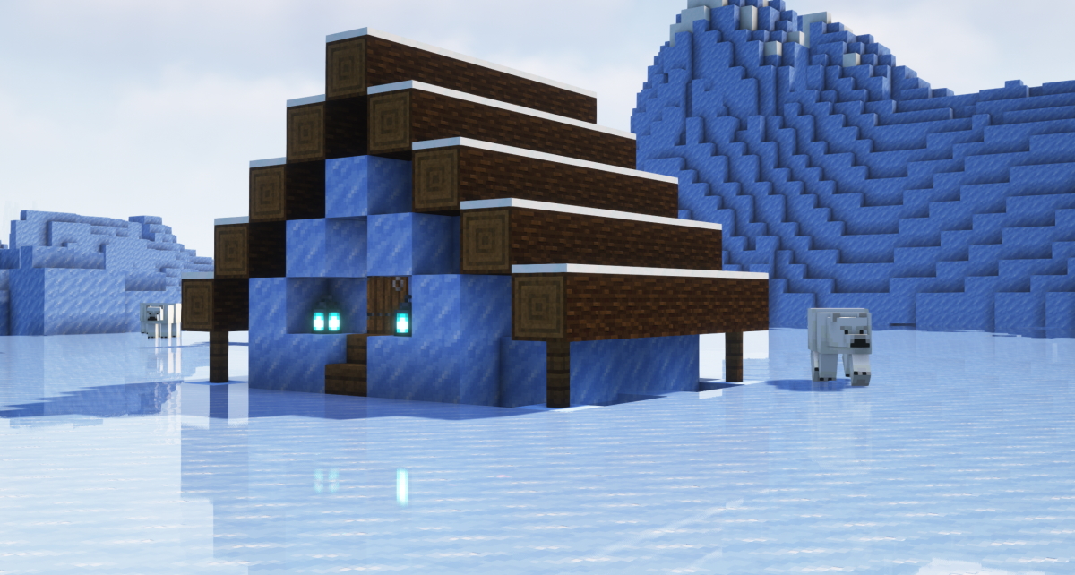 House in frozen ocean