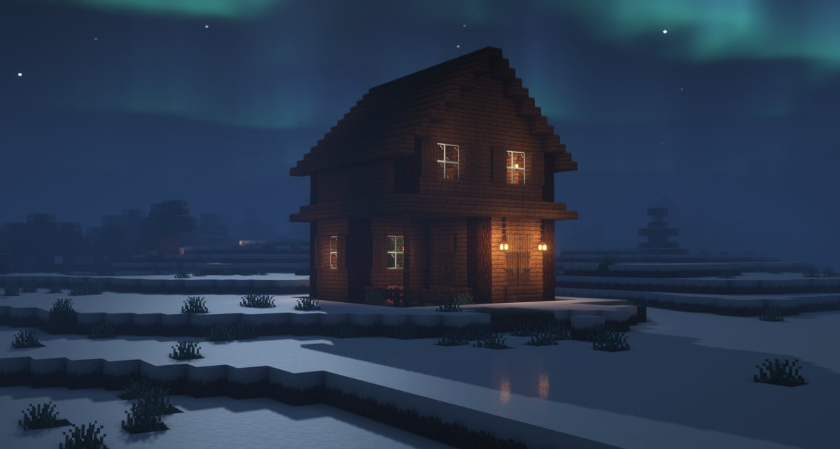 House in snowy plains