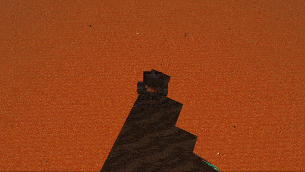 Player Falling into a lava lake