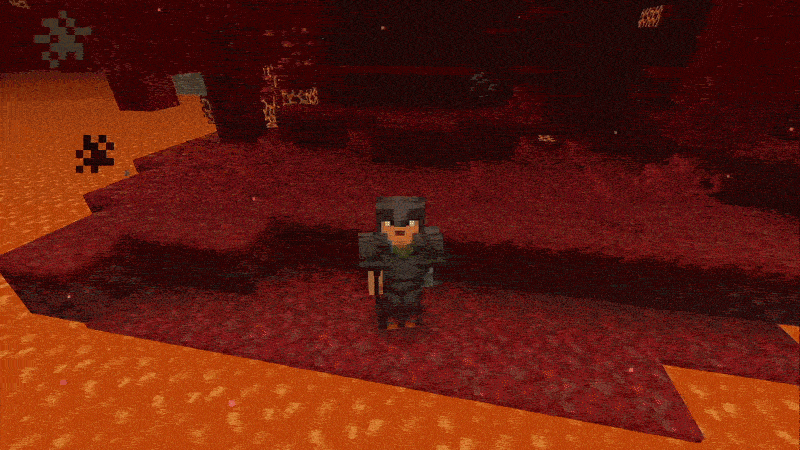 Player walking across lava