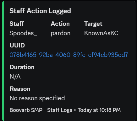 Spoodes Staff Action Logger / Staff Logger — screenshot 1