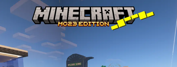 The title, one of the splash texts and some of the menu panorama