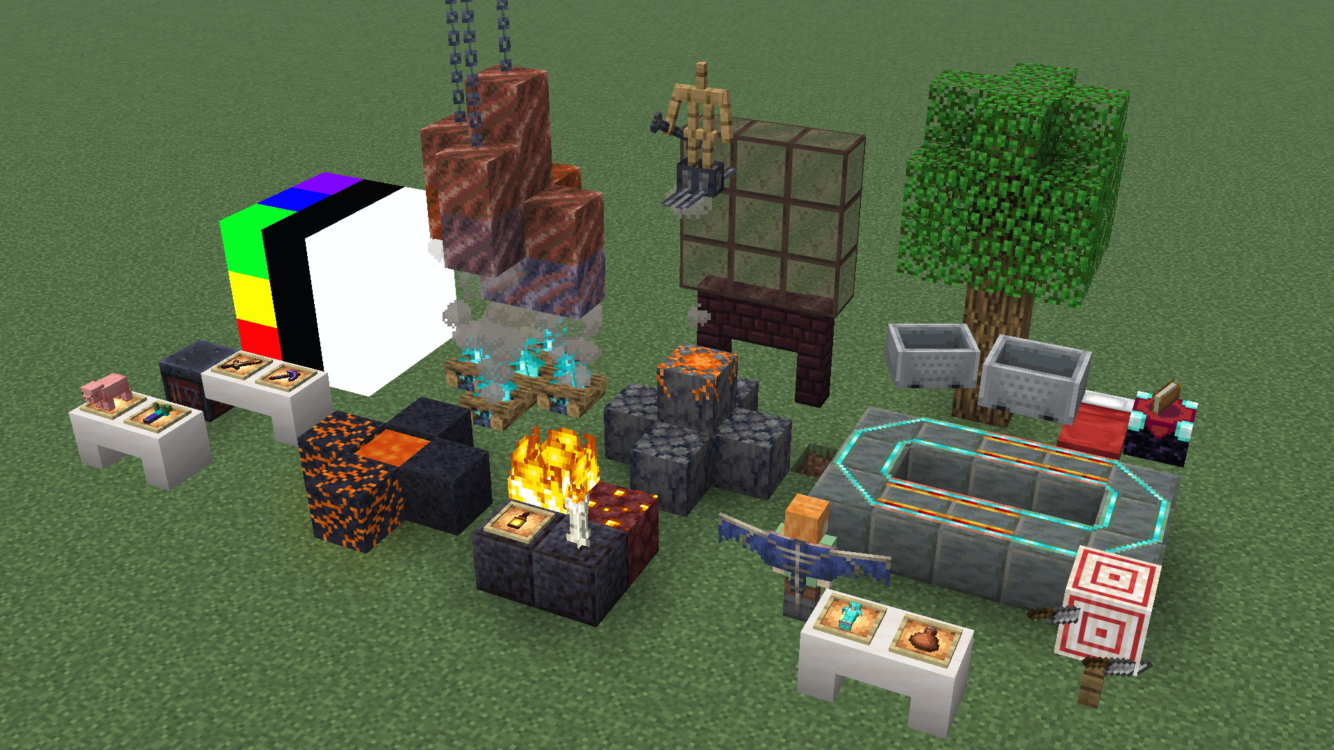 Various features from the mods arranged for display