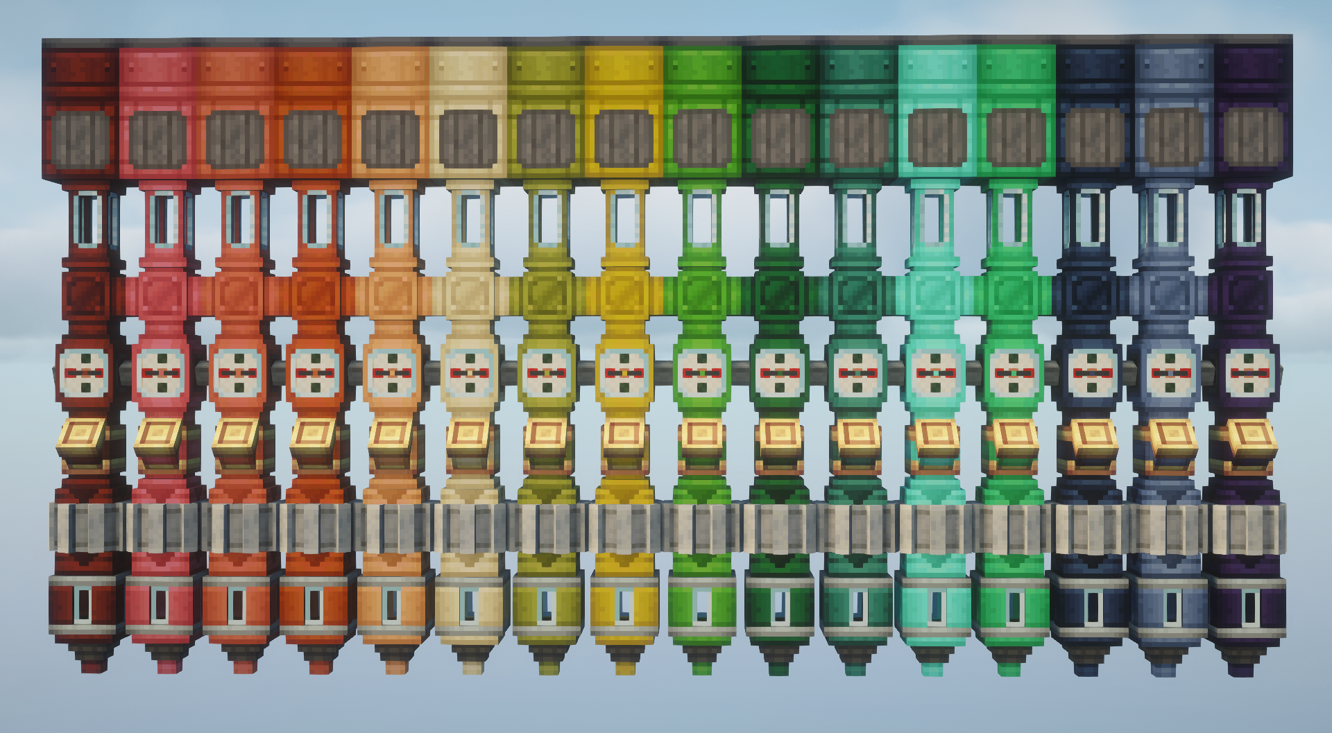 16 colored Fluid pipes