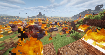 Burning village