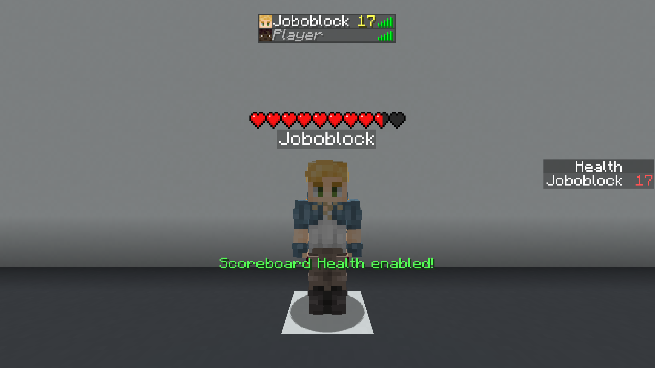 Scoreboard Health Banner (The health value being displayed correctly above a player)