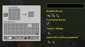 Crafting table screen