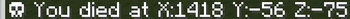Death coordinates in chat