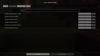 Config screen