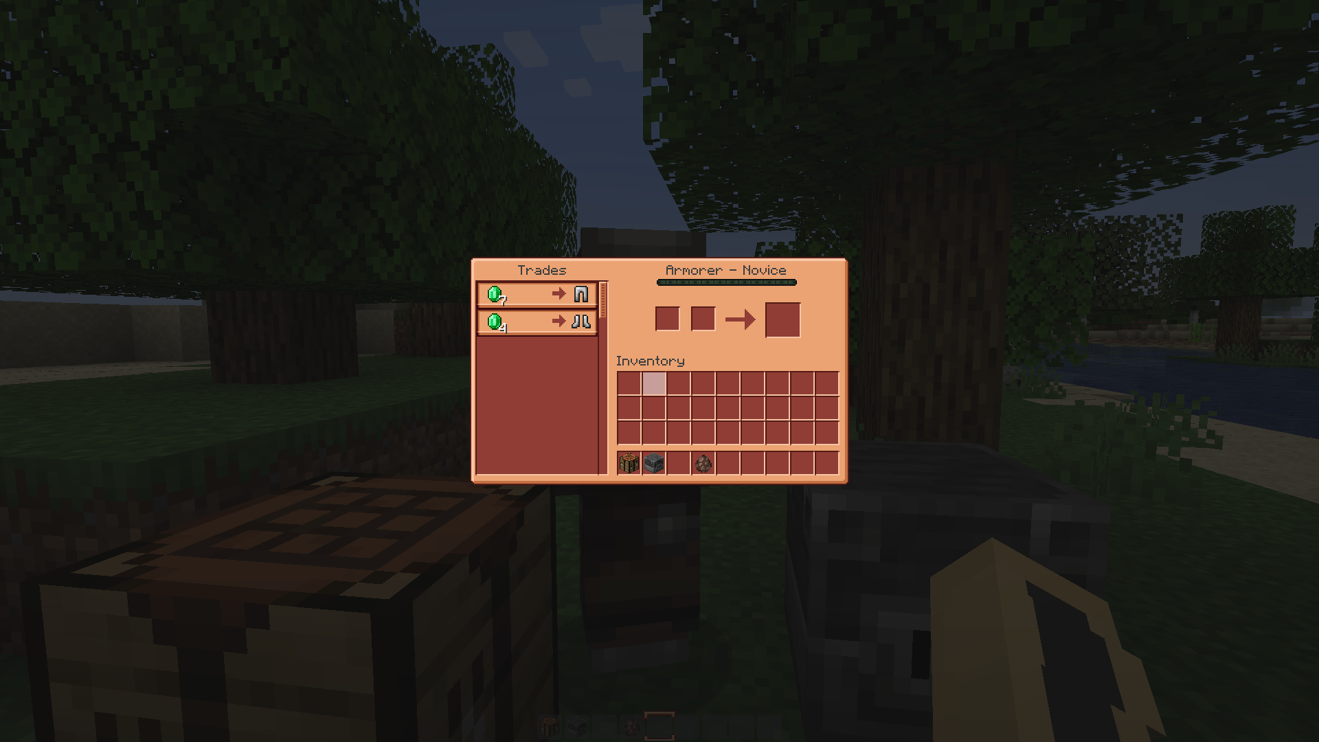 Villager trading screen
