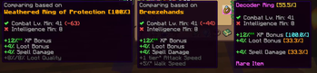 Compared on Equipped Rings Tooltip