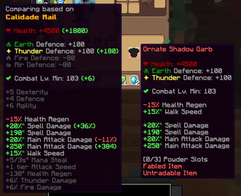 Compared on Equipped Armor Tooltip