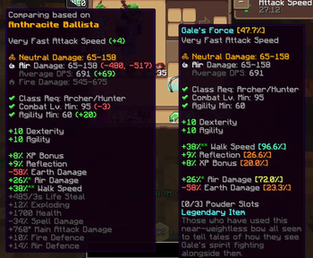 Compared on Equipped Weapon Tooltip