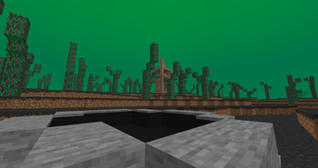 Oil lake and corroded tower (structures)