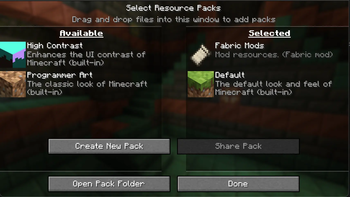 New Resourcepack Screen