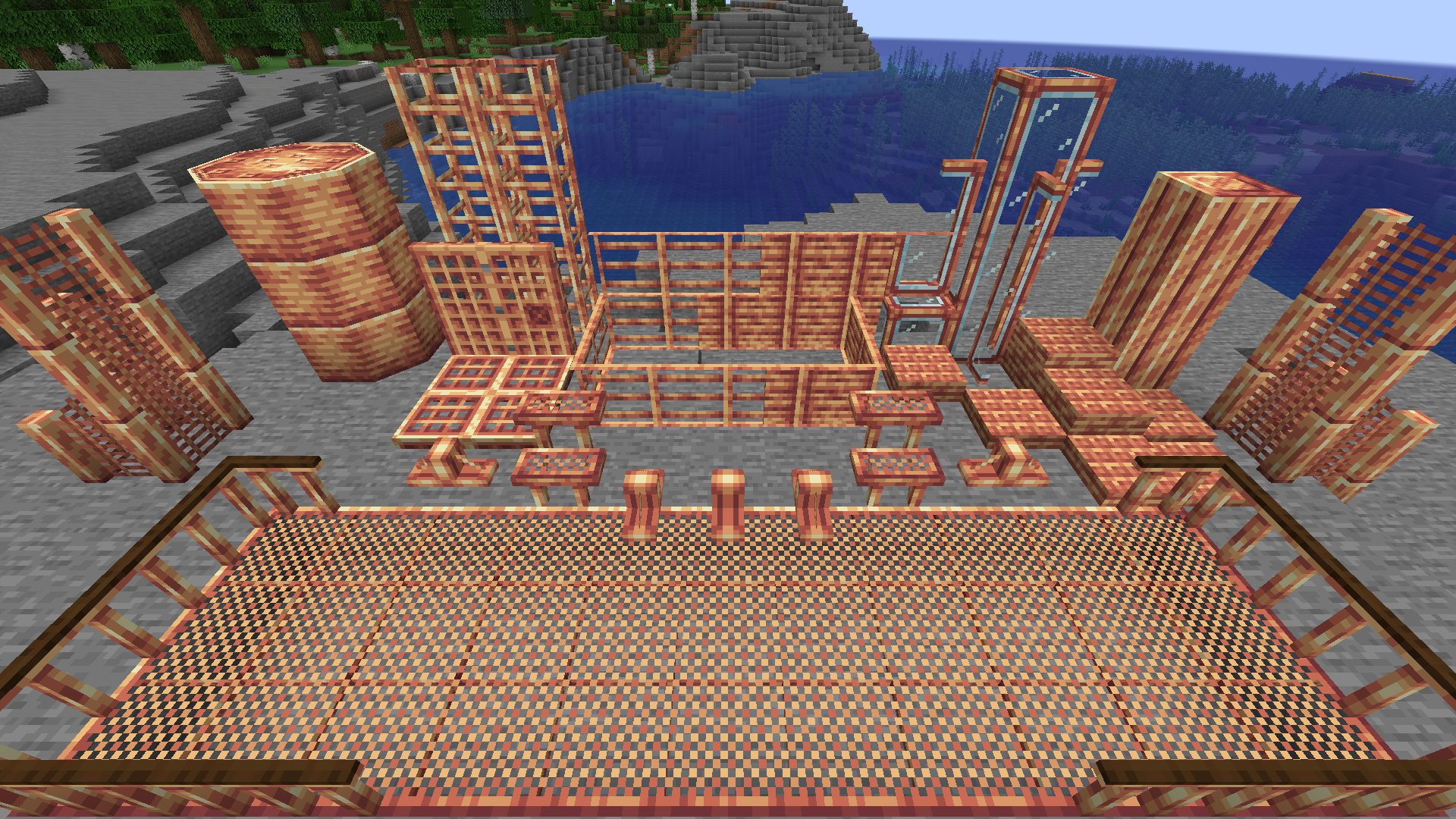 An image of the entire set of Copper blocks in Create Deco