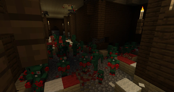 Beaver zombies devouring woodland mansion