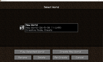 icon in the select world