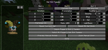 Hat Tweaking menu