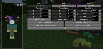 Player hat tweaking menu