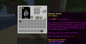 On spawn charm Enigmatic Amulet