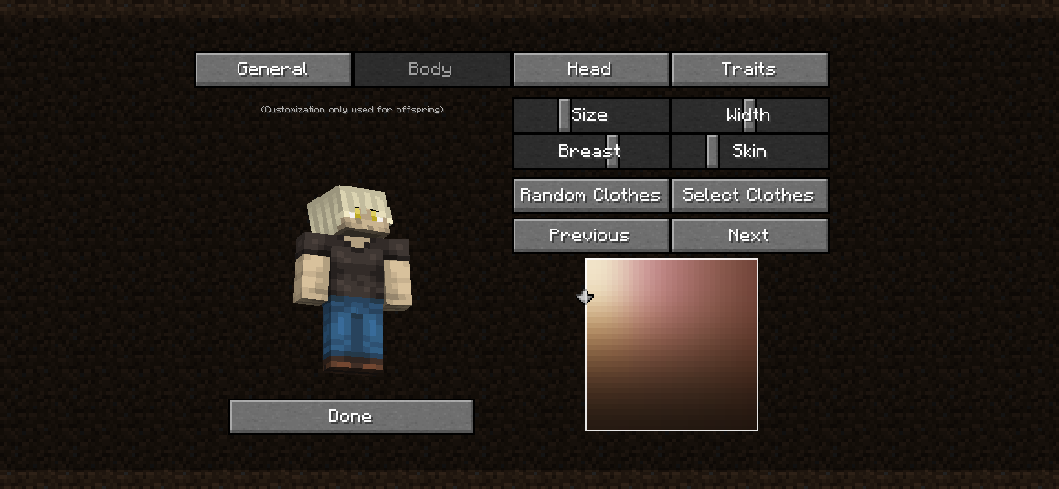 You can customize you villagers/player appearance