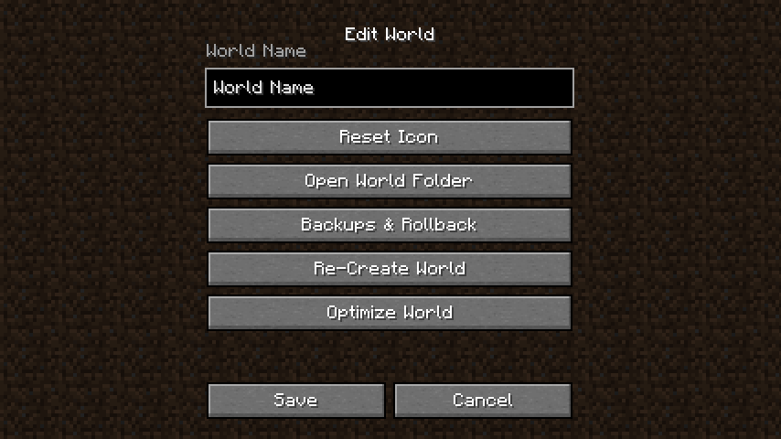 Altered Edit World Screen