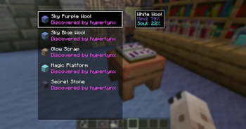 Discovered Material Menu
