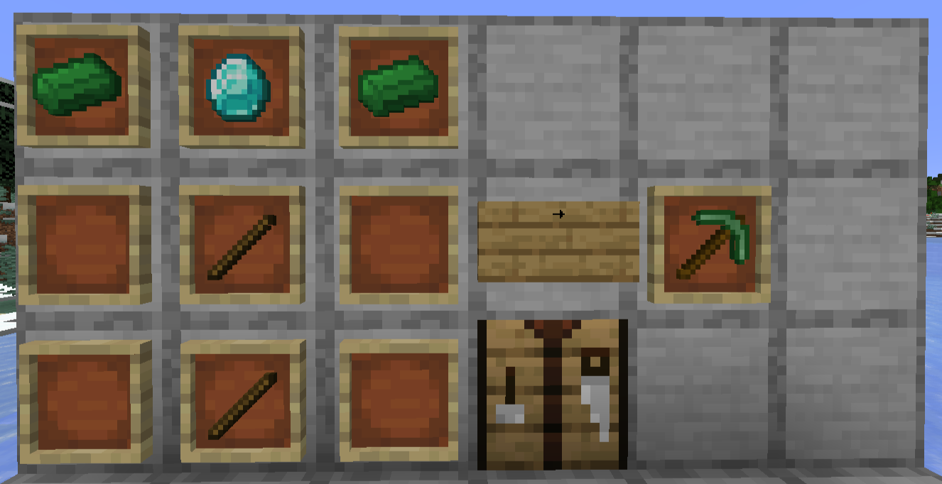 Crafting a booger pickaxe