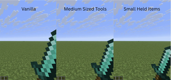 Comparison of Vanilla, Medium Sized Tools and Small Held Items