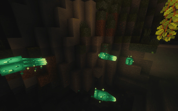 Glowing Squids In A Cave