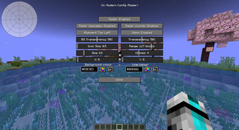 Radar config screen