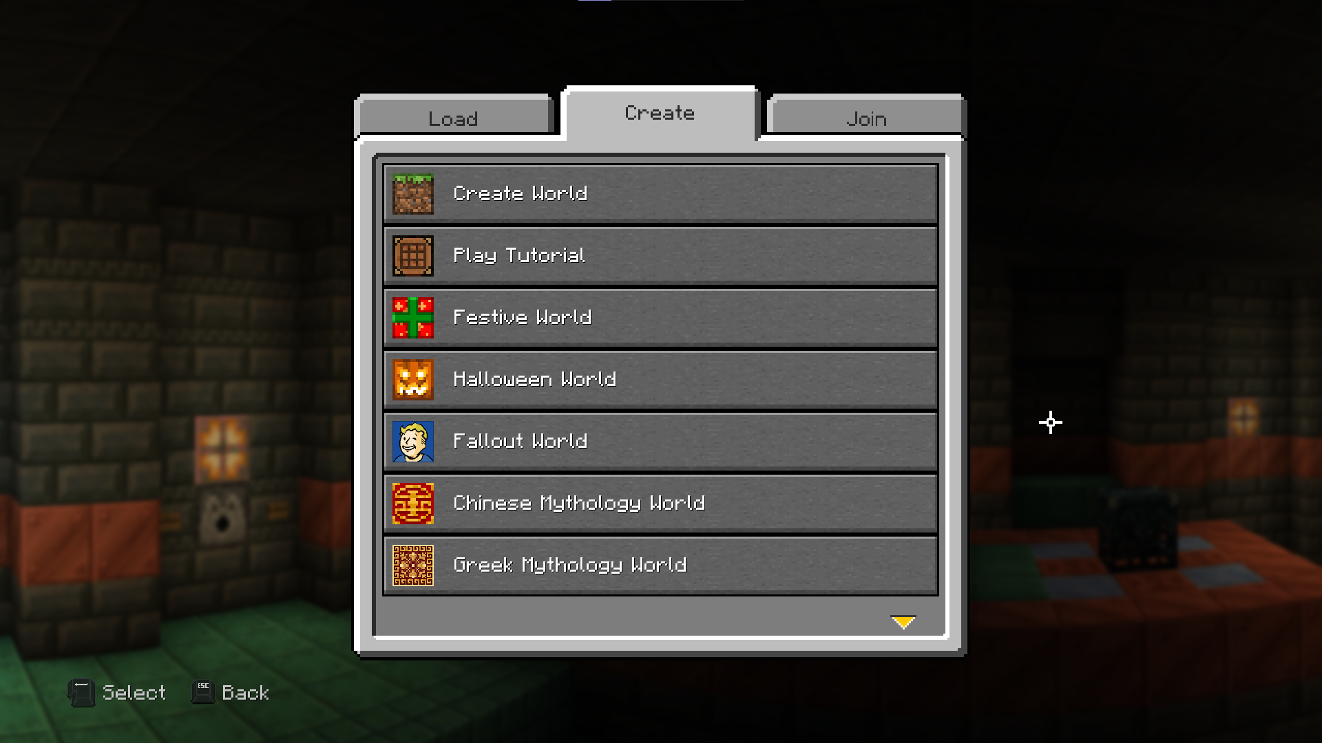 World Creation Menu