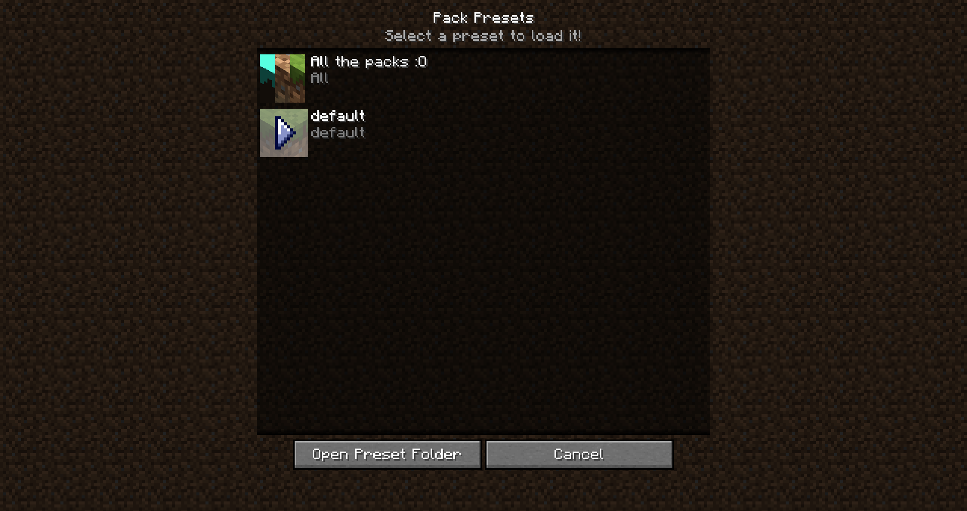 Pack Presets - Minecraft Mod