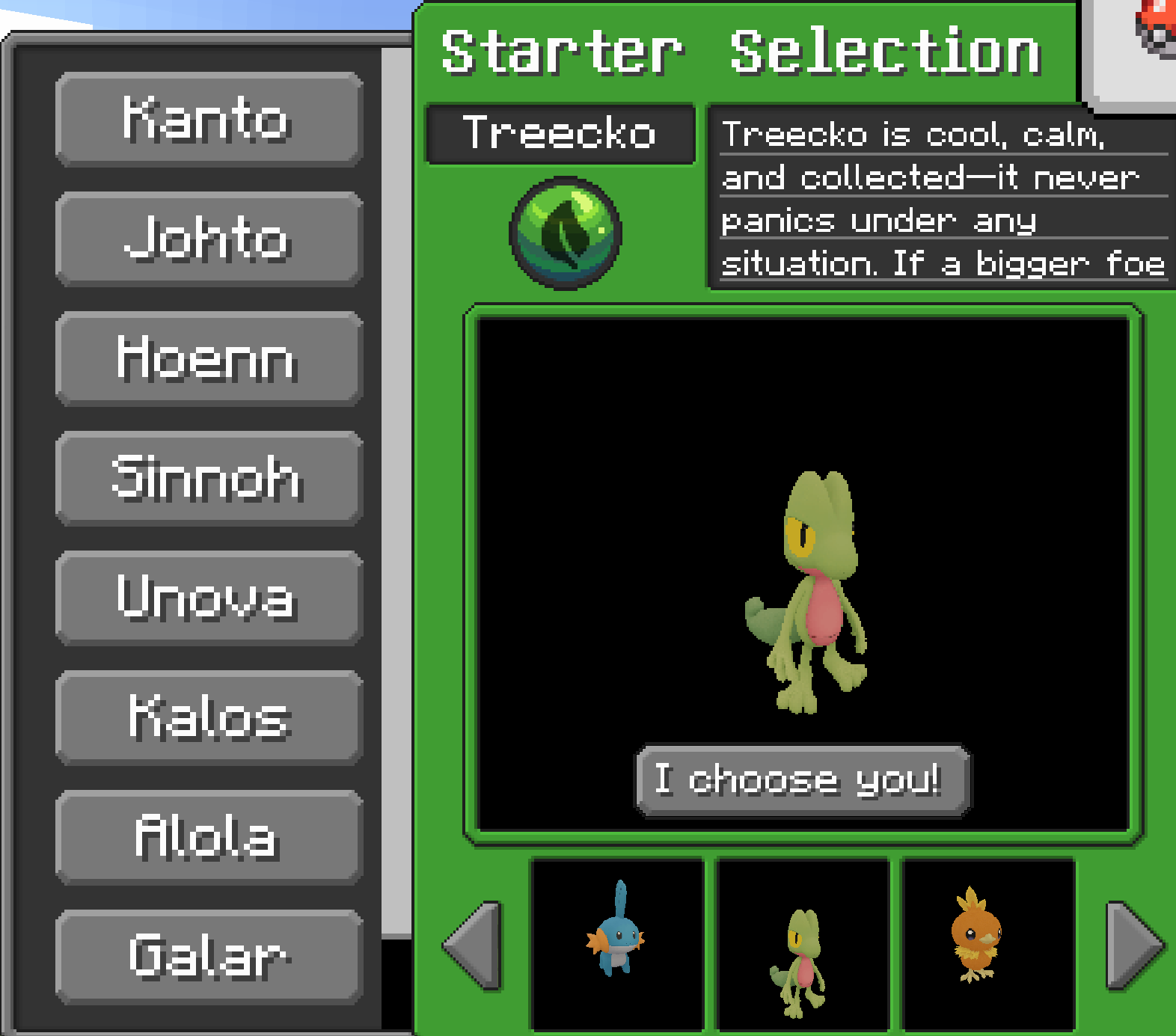 Generation 3 Starter Selection