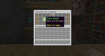 "Adventurer's" quests menu.