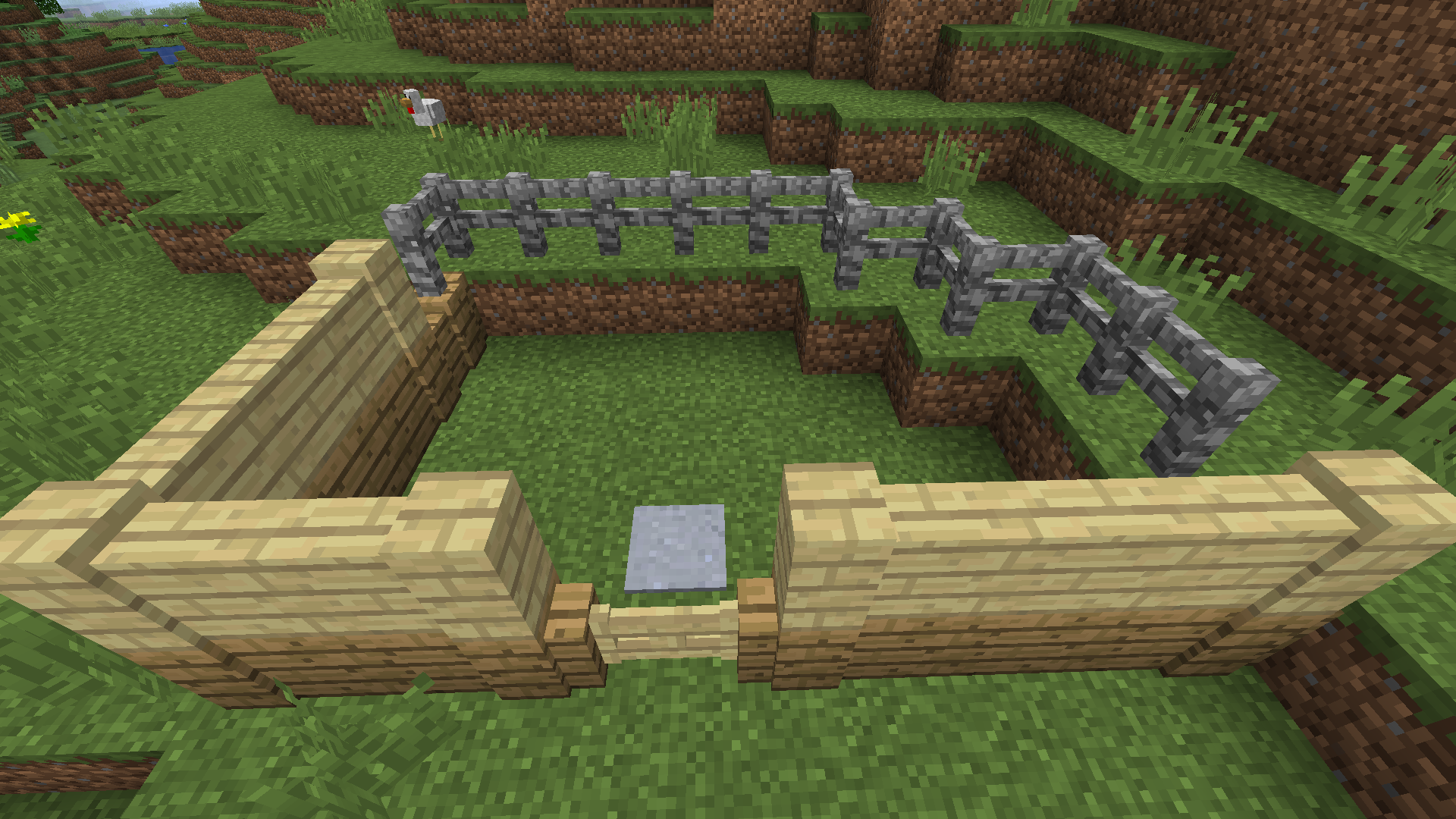 Planks wall and cobblestone fence