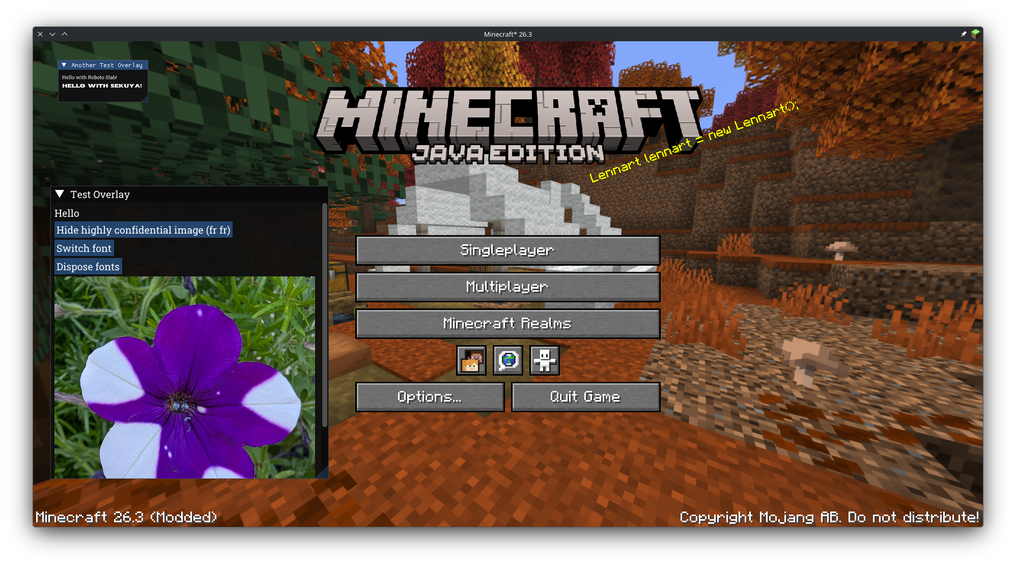 Minecraft window showing an ImGui window inside of it