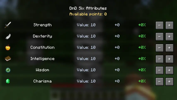 DnD Six Attributes screen