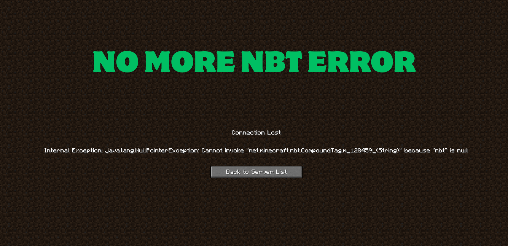 no more nbt error