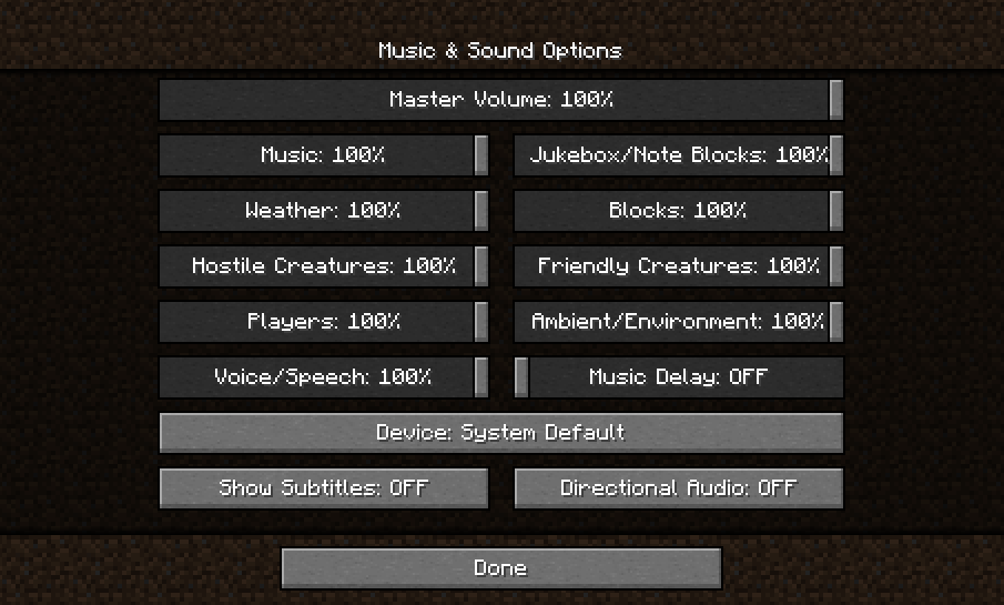 Constant music setting in Music & Sound Options