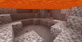 Lava lake with ores